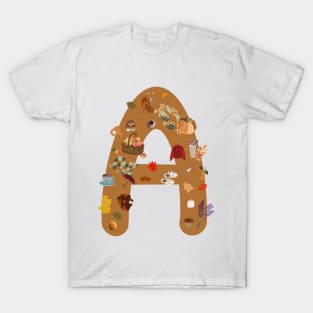 Letter A autumn design fall T-Shirt